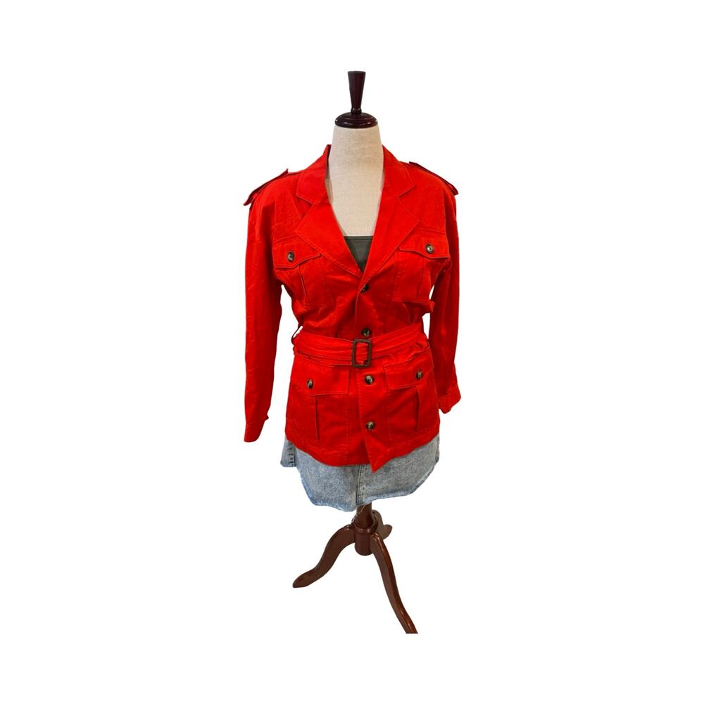 NWT‎ Vintage 80s Jones New York Sport Red Cotton Safari Jacket Medium
